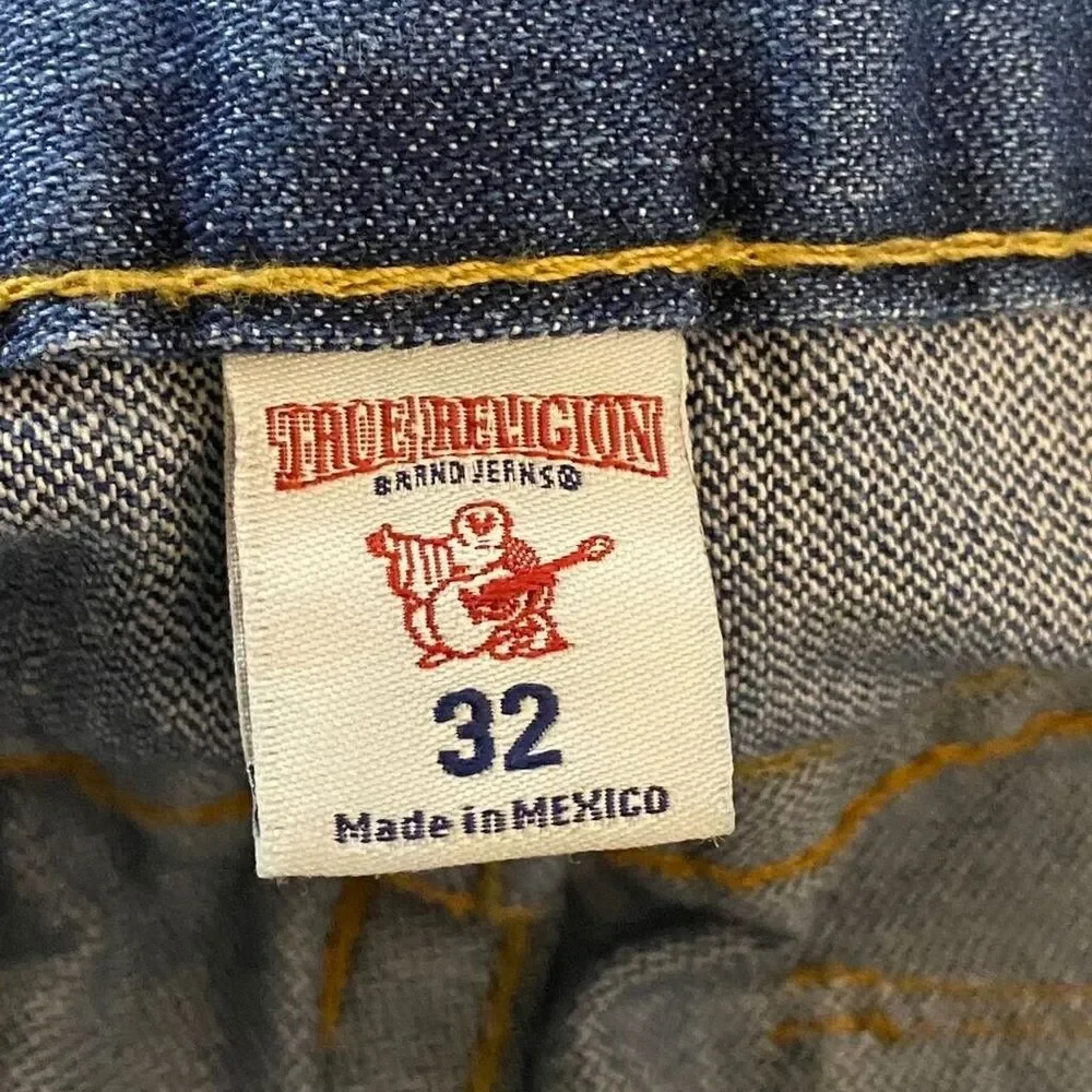 True Religion Jeans Mens Straight Flap Pocket Dark Wash Denim Size‎ 32x32.5